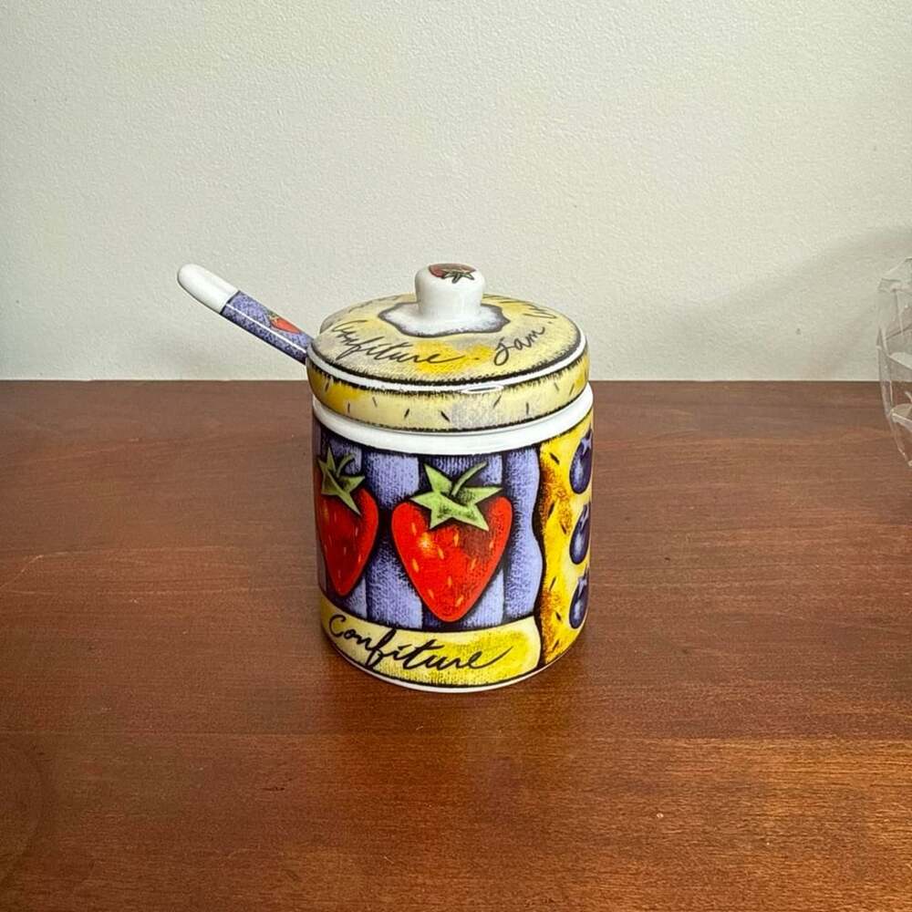MSC Joie de Vivre Ceramic Fruit Jam Jar with Spoon